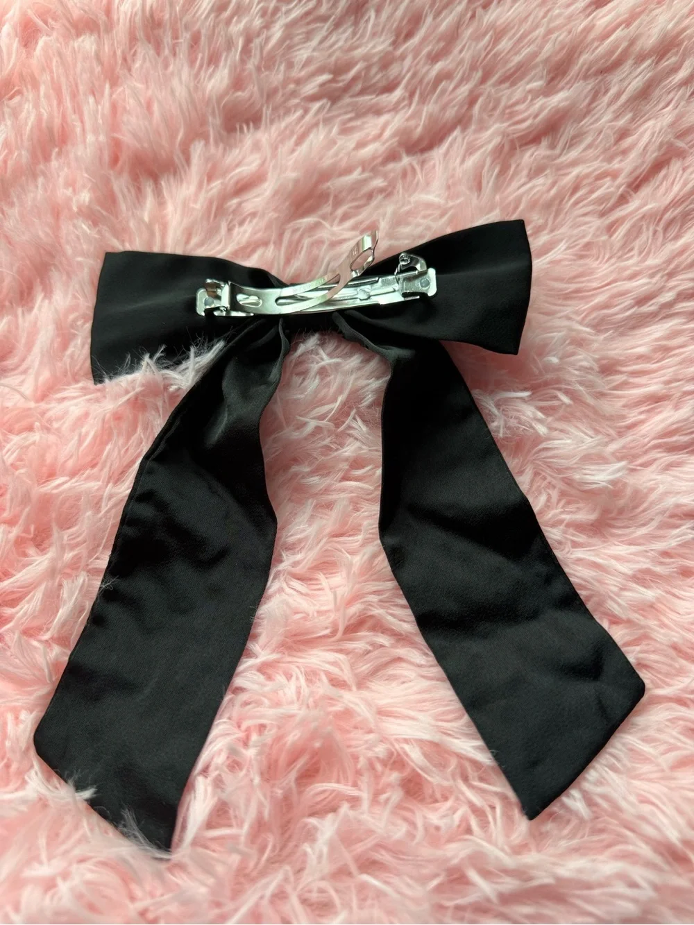 Francesca's Black Bow Hair Clip with Beaded Detail